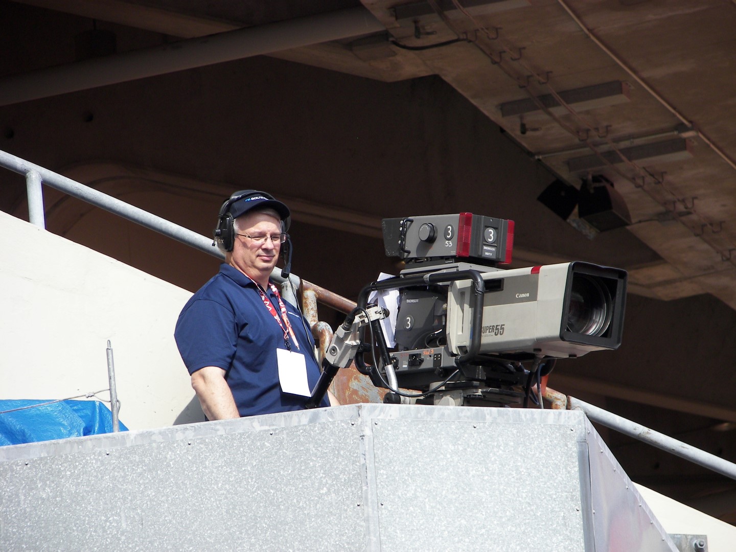 TV cameraman at Arrowhead Stadium in Kansas City