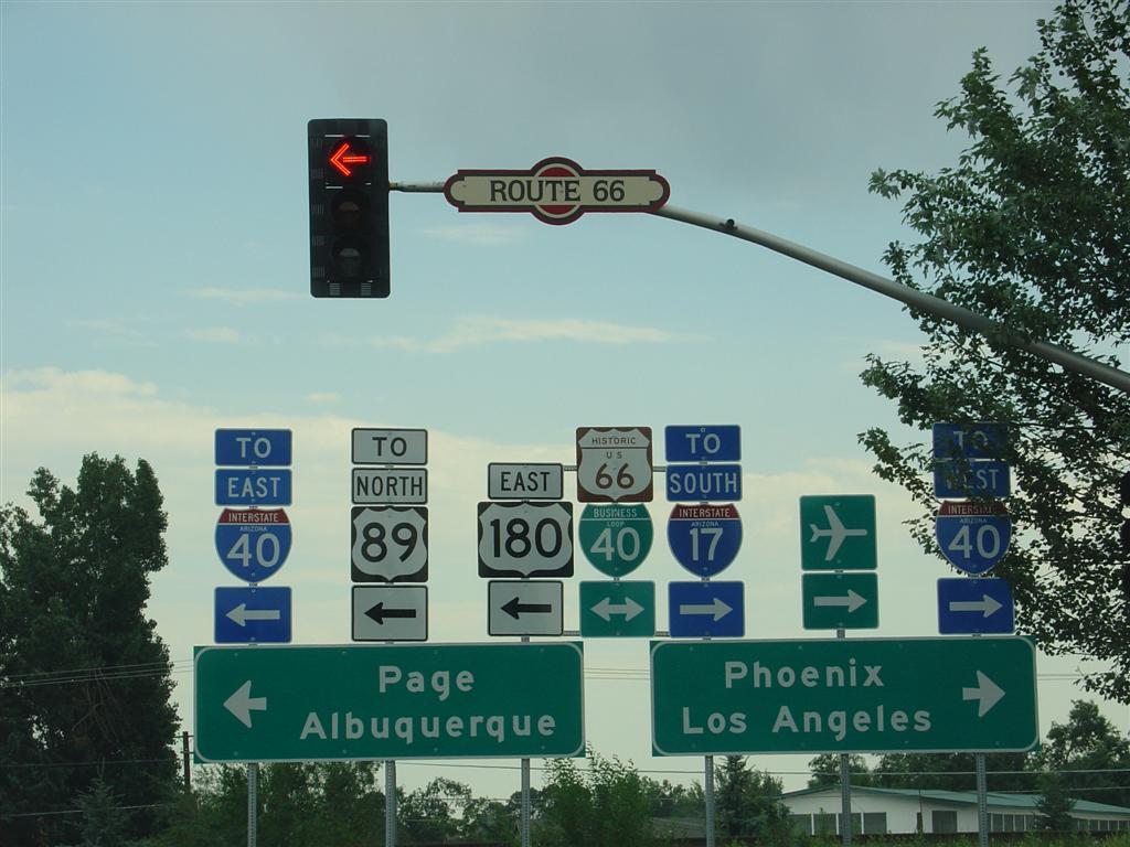 Signs denoting Route 66 highway in Flagstaff Arizona (#1933)