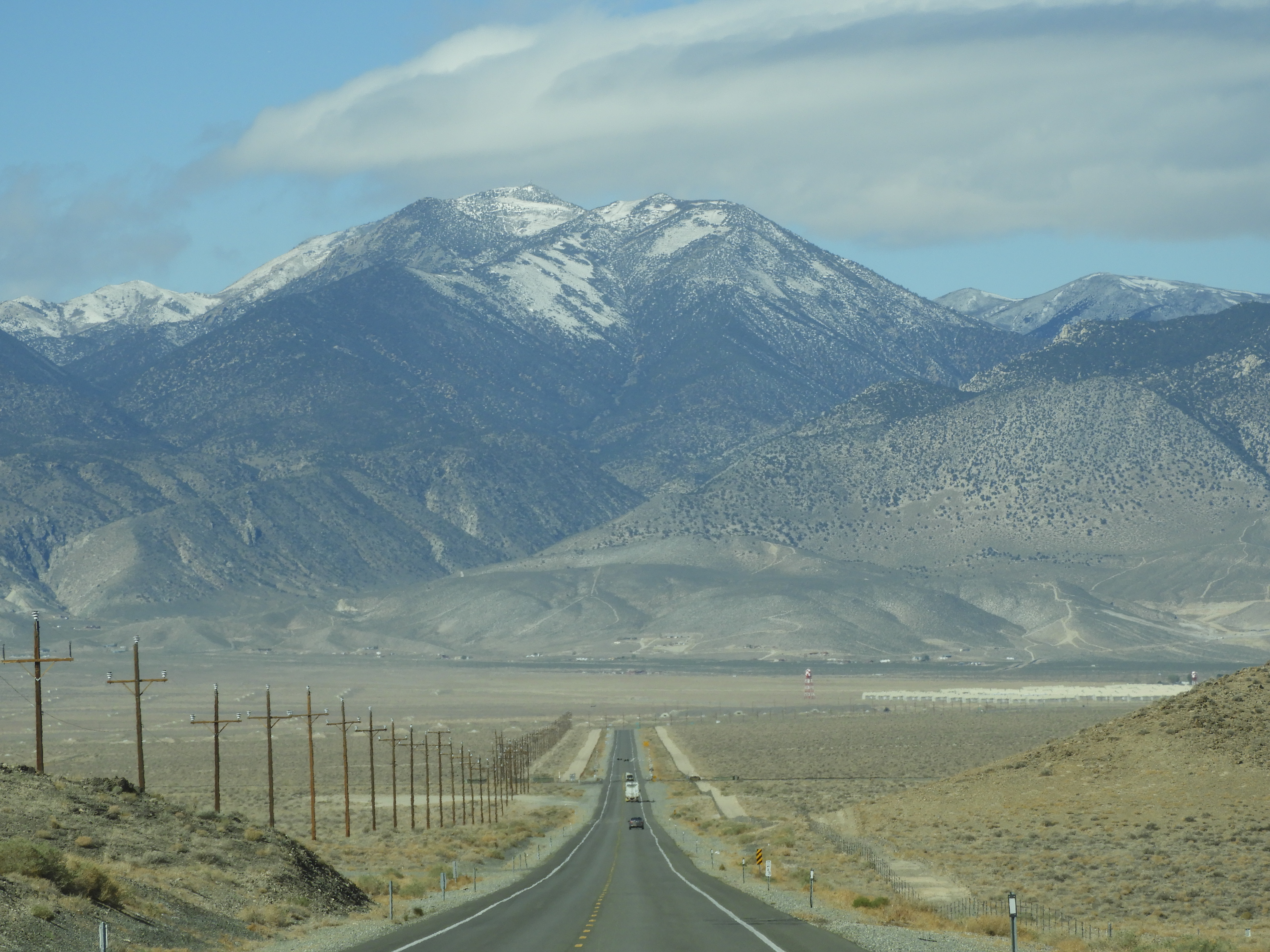 Snowy mountains between Hawthorne and Yerington Nevada