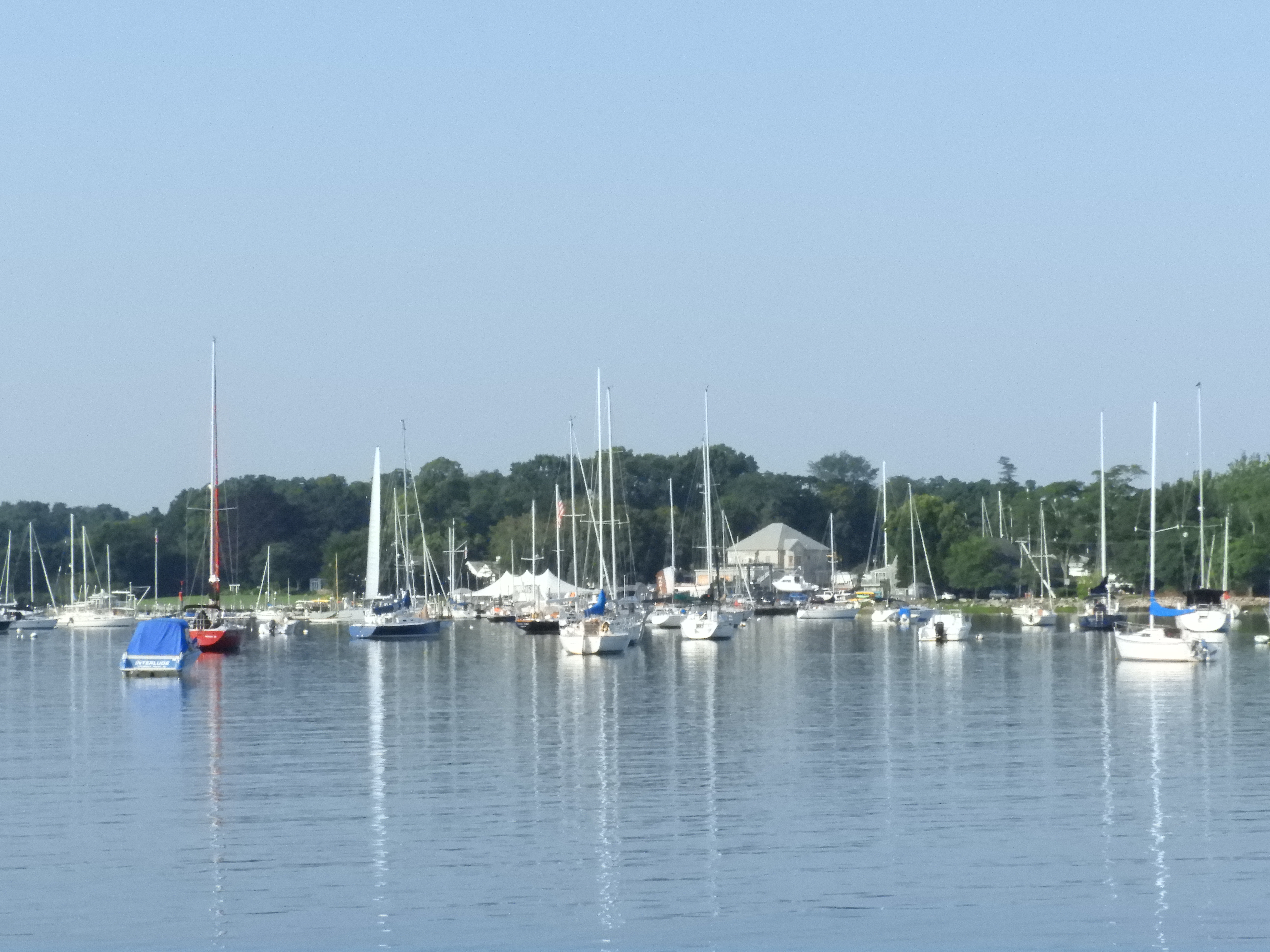 Boats in harbor near Bristol Rhode Island