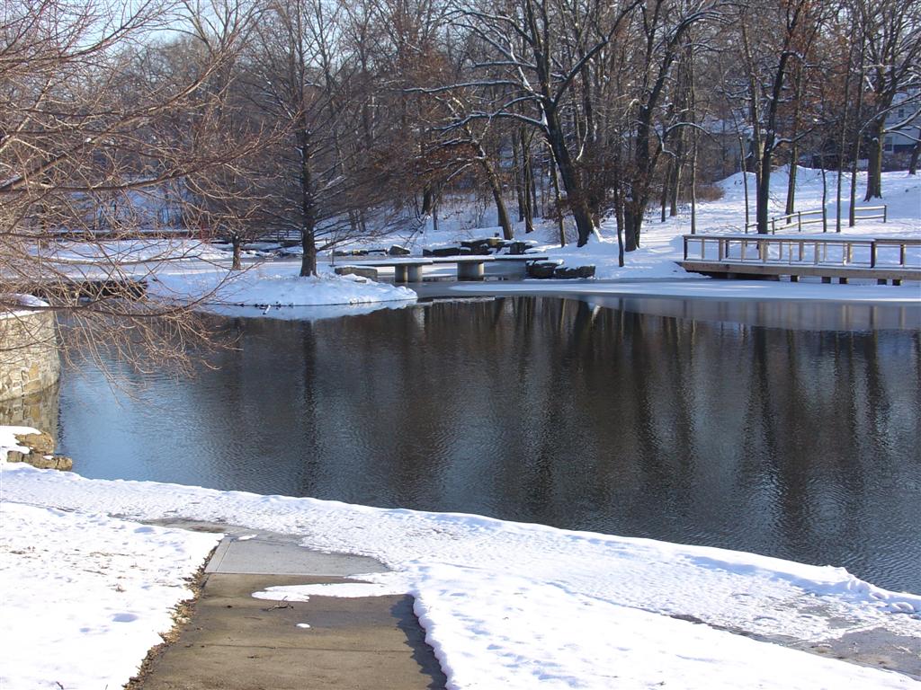 Antioch Park winter lake in Merriam, Kansas (#0002)