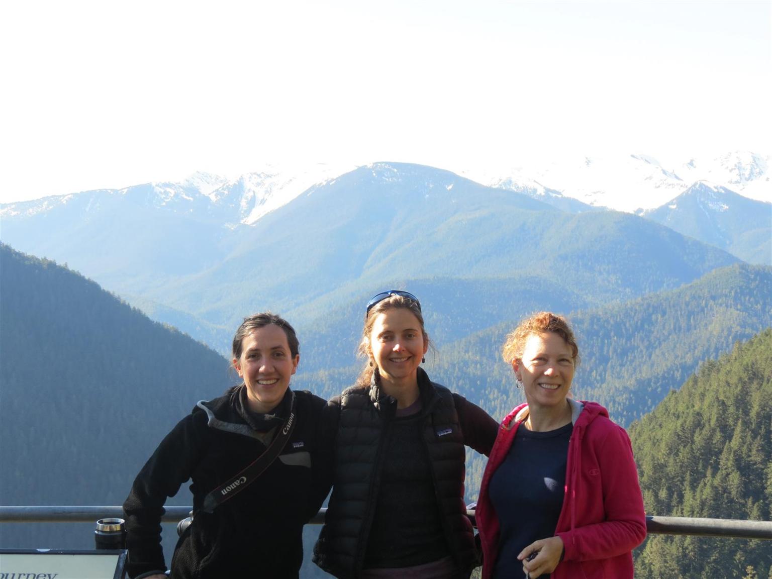 Three friends in Olympic National Park in northwest Washington