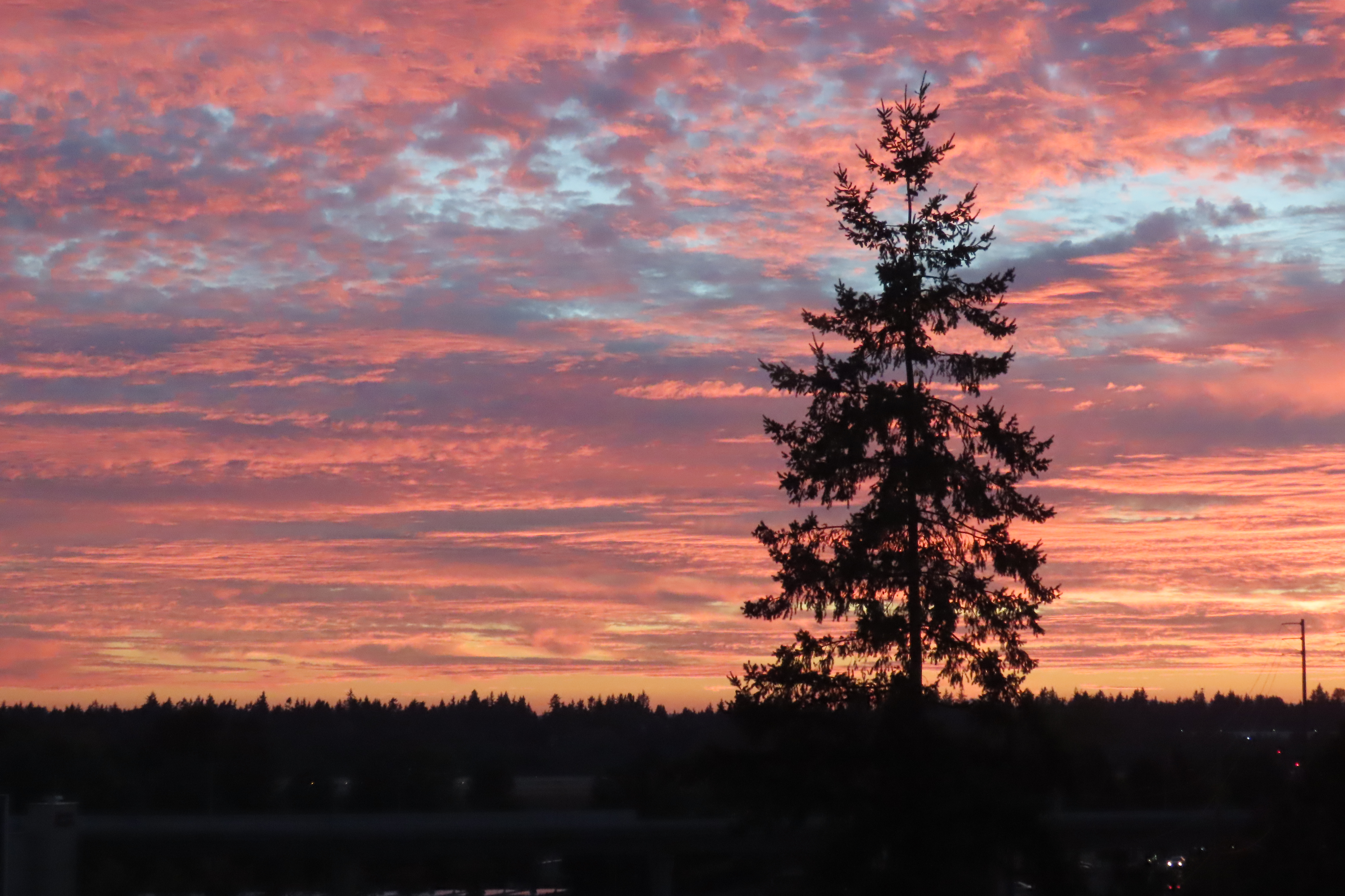 Sunset looking north in Seattle Washington