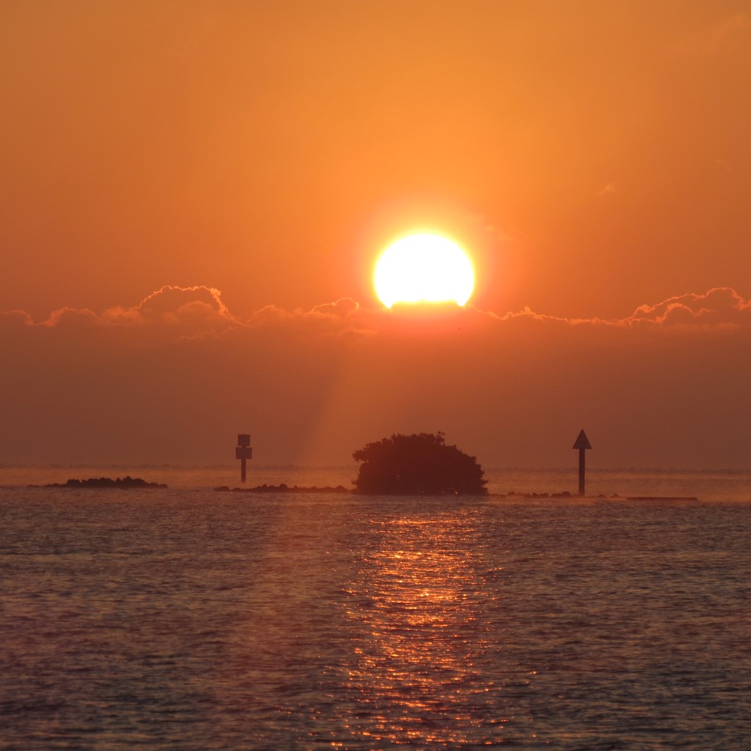 Sunrise over Atlantic Ocean at Biscayne National Park in southern Florida