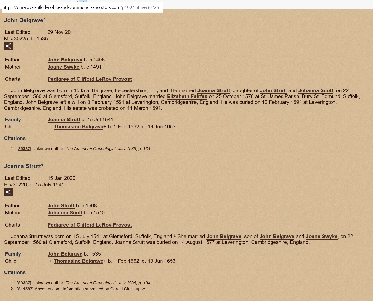 Family Information of John Belgrave