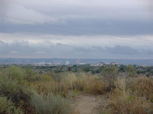 Albuquerque (cloudy day) as seen from Rinconada Canyon in Petroglyph National Monument (#1304)