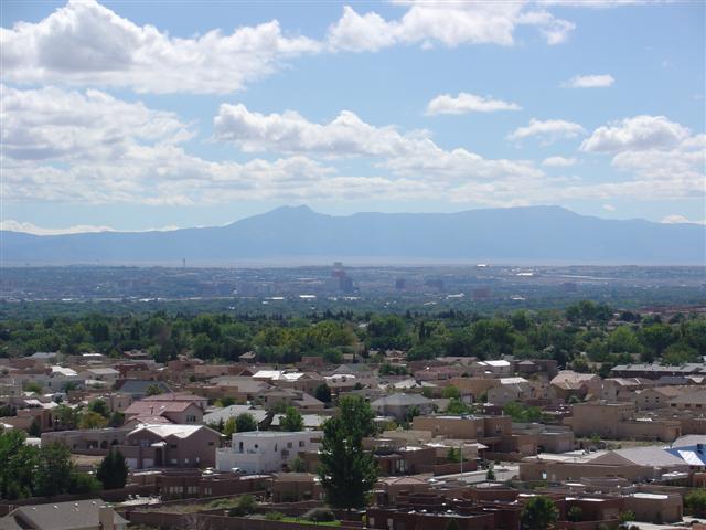 Albuquerque (less cloudy) as seen from Boca Negra Canyon in Petroglyph National Monument (#1379)