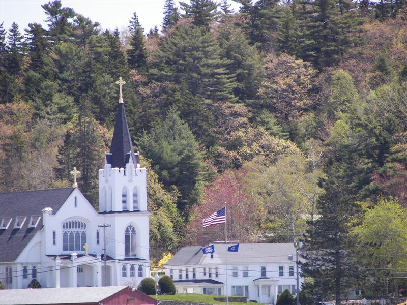 Church and flag across the bay  #2 of 2 (#1345)