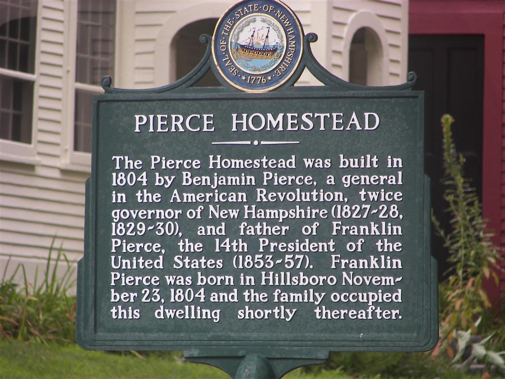 President Franklin Pierce childhood home in Hillsborough NH: sign for historical purposes (#1975)