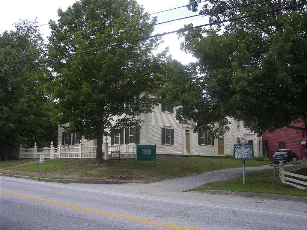President Franklin Pierce childhood home in Hillsborough NH: nearby highway sign (#1976)