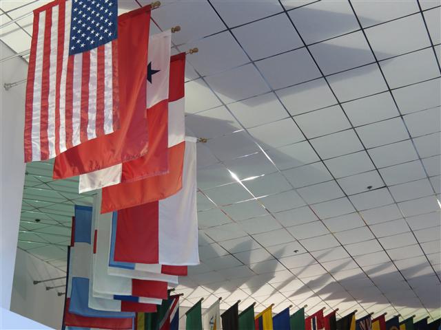 Flags in lobby of Toastmasters International Headquarters 2 of 3 (#1839)