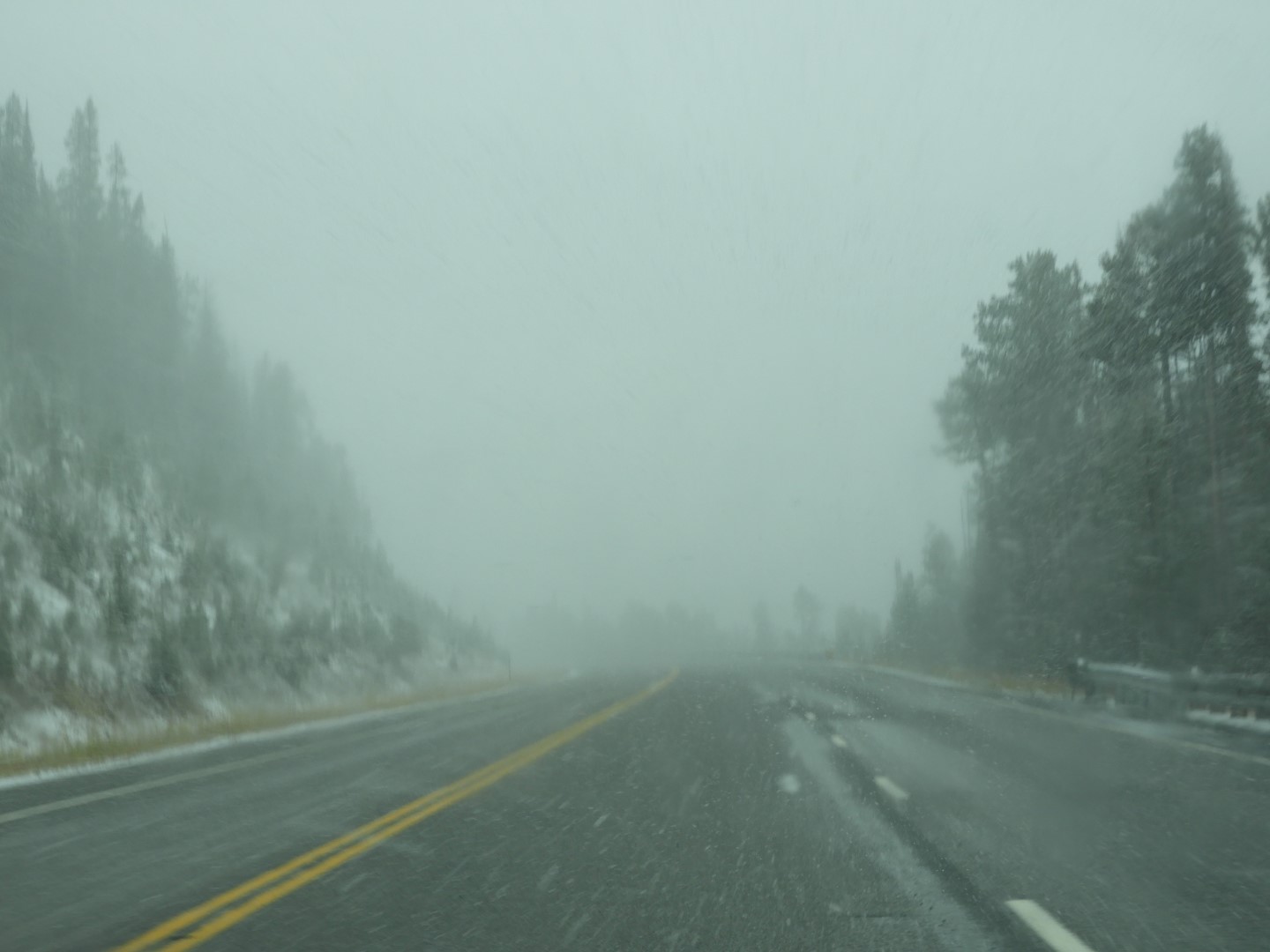Driving conditions on the way to Big Hole Battlefield National Park Facility in west central Montana  1 of  2 (#1584)