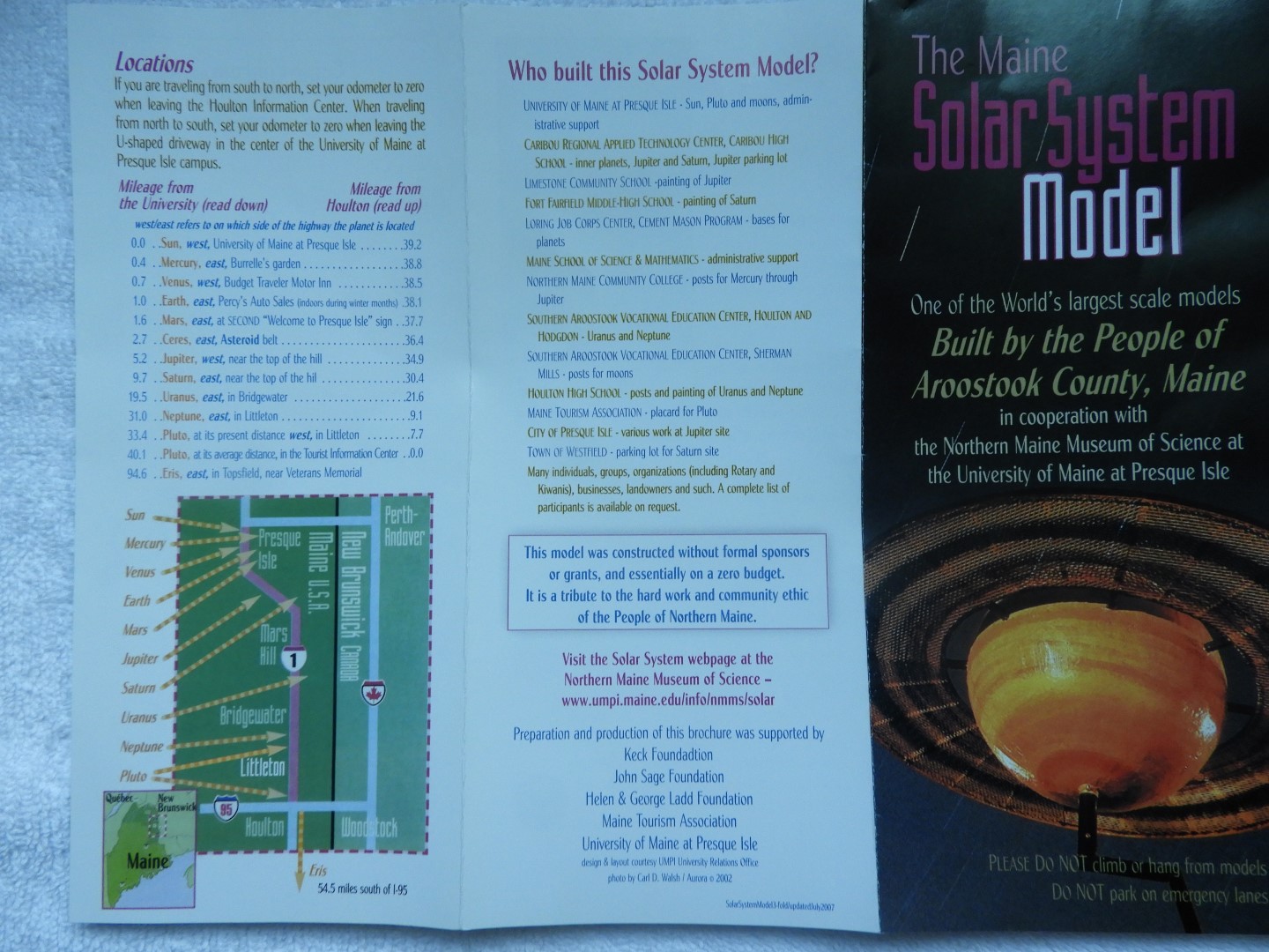 Explanation of the Maine Solar System Scaled Model 1 of  8 (#0764)