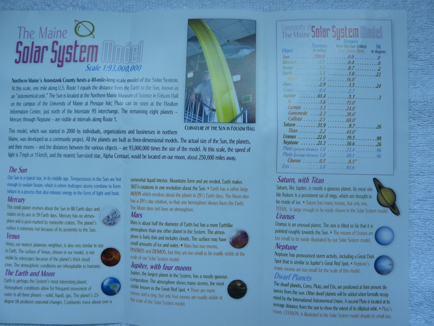 Explanation of the Maine Solar System Scaled Model 2 of  8 (#0765)