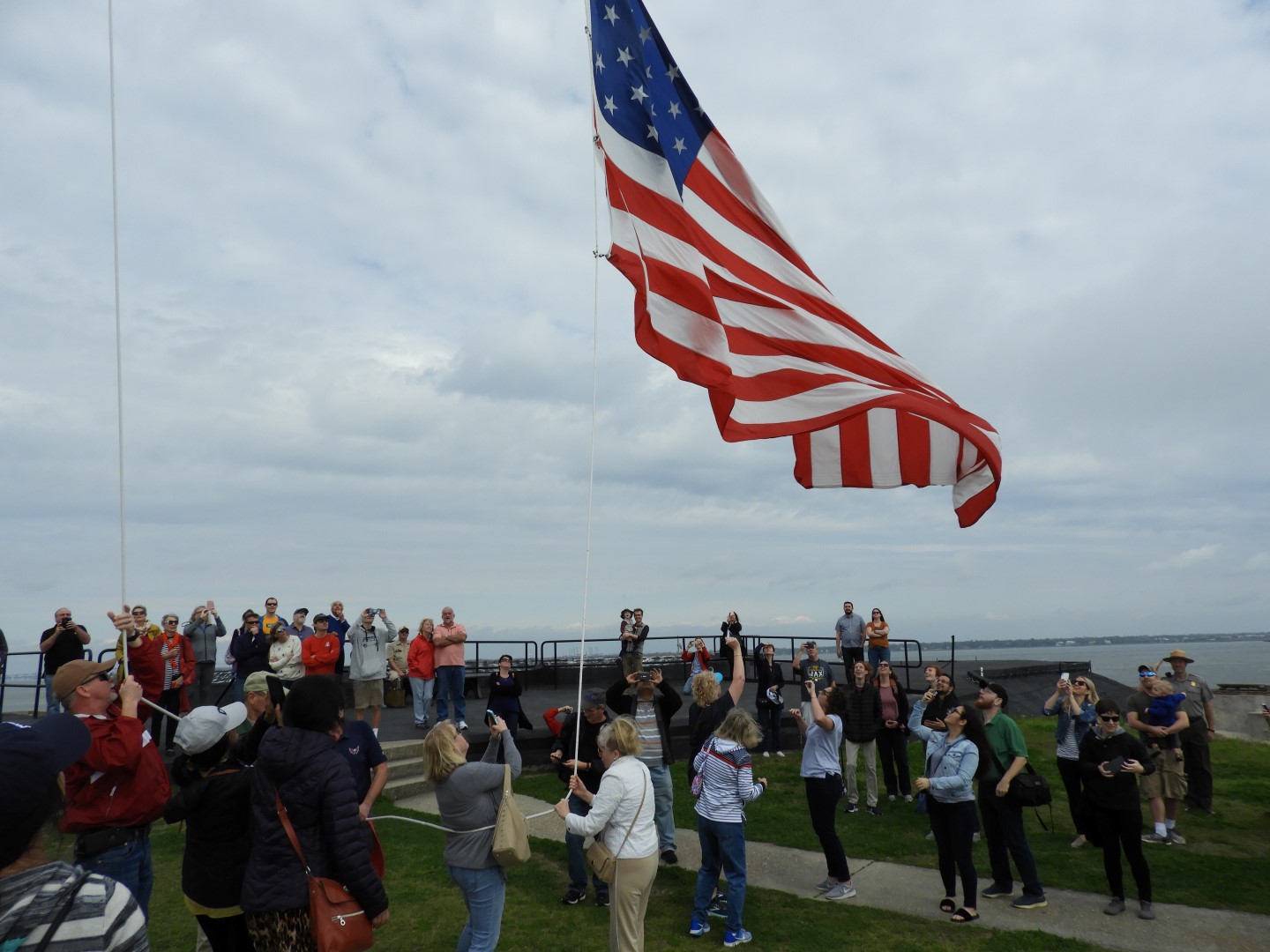 Flag raising ceremony at Fort Sumter National Historic Site SC  3 of 16 (#6668)