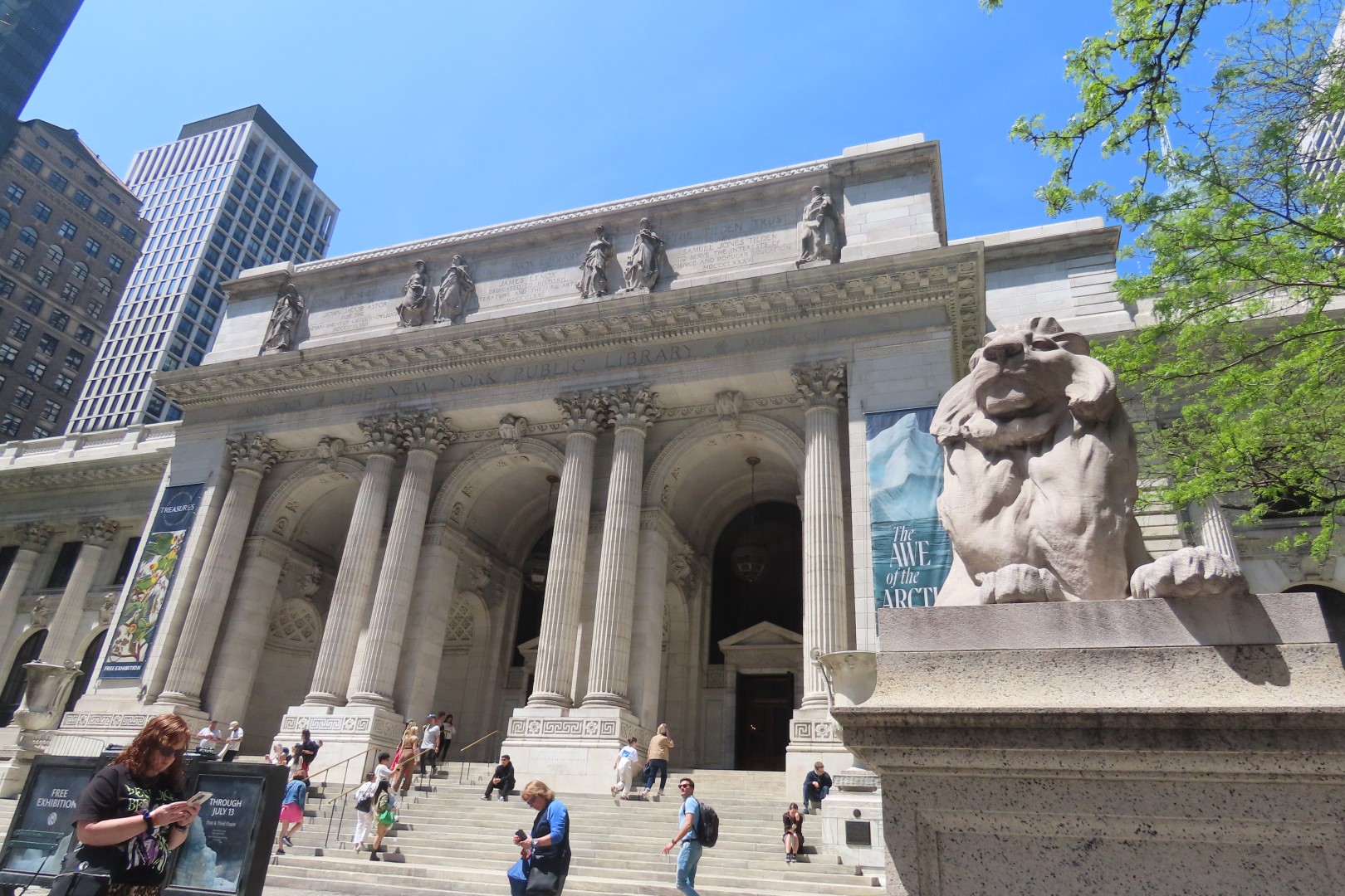 New York Public Library - main branch and their famous guard lions  4 of  5 (#7860) onmouseover=